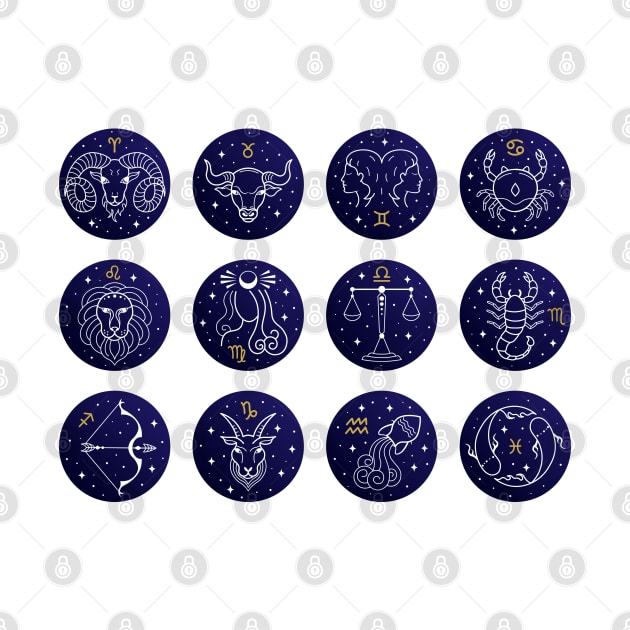 astrological zodiac collections signs illustration by Mako Design 