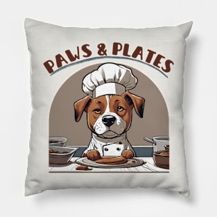 Paws & Plates - Cute Dog Chef Kitchen Apron Pillow