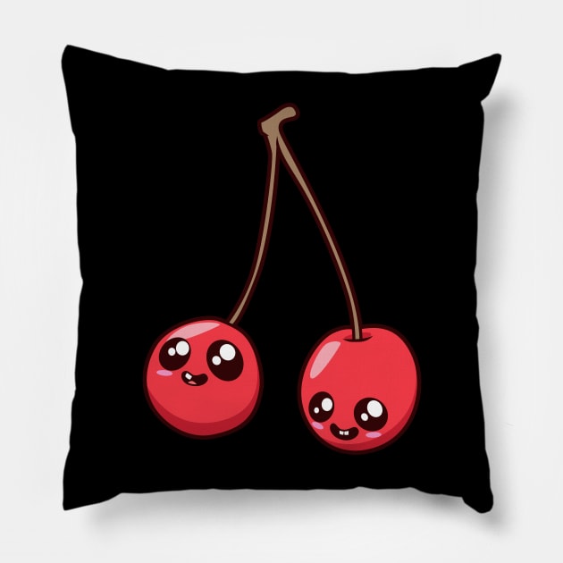 Kawaii Cartoon Cherry Pillow by Modern Medieval Design