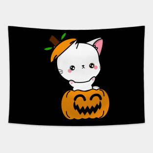 Funny angora cat is in a pumpkin Tapestry