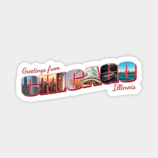 Greetings from Chicago in Illinois Vintage style retro souvenir Magnet