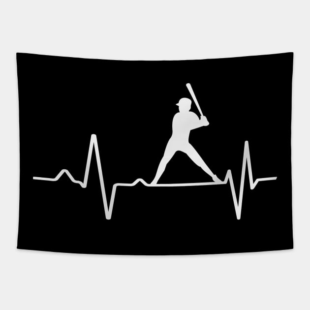 Baseball Player Heartbeat Pulse Tapestry by Foxxy Merch