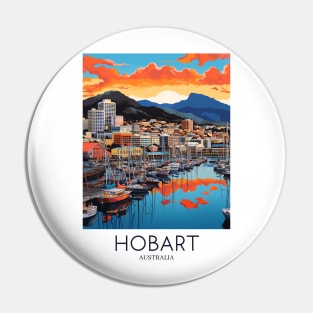 A Pop Art Travel Print of Hobart - Australia Pin