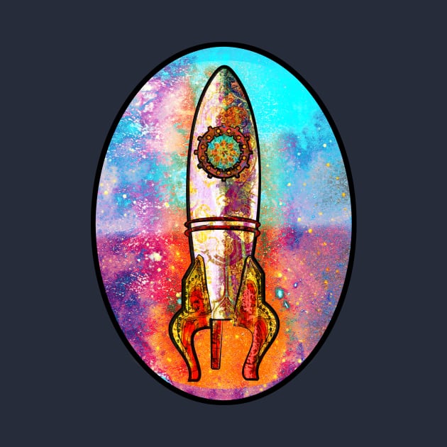 Rocket Ship in Space by evisionarts