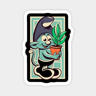 Smurf Cat - Smurf cat with Plant Magnet