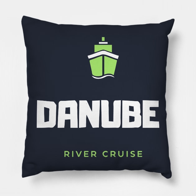 Danube River Cruise - Austria, Bulgaria, Croatia, Germany, Hungary, Romania, Slovakia, Serbia, Ukraine Pillow by Vintage-TM