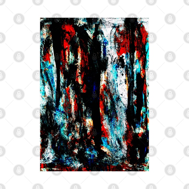 "Fighting Over Nothing" - Angry Expressive Painting Original Art Abstract Artwork Blue Red Black White Real Paint Brush Stroke Textured Wall Art by pngrktes-art