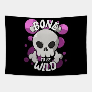 Bone to be wild skull (pink bubbles) Tapestry