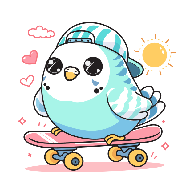 Budgie Skateboarding by CreativeSage