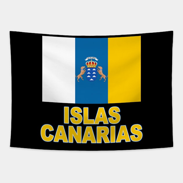 The Pride of the Canary Islands (Islas Canarias in Spanish) Flag Design Tapestry by Naves