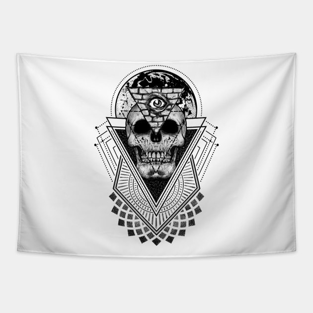 Geometric Skull Tapestry by SpottydoggCreatives