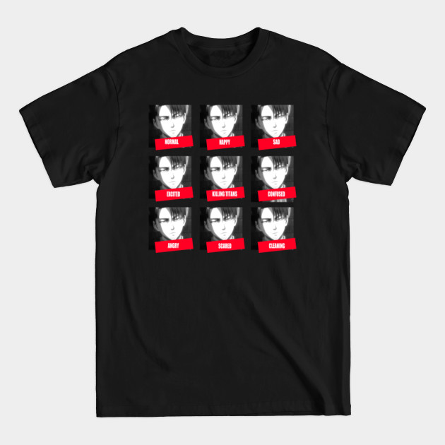 Discover Levi Ackerman face moods - Levi Ackerman - T-Shirt