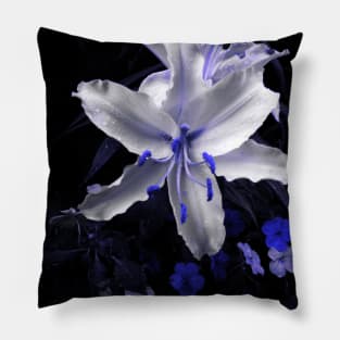 Blue-toned Lily Pillow