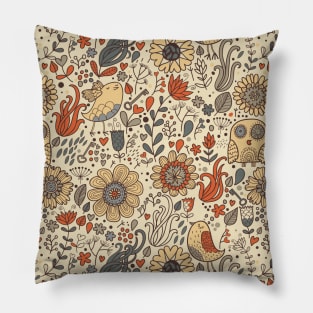 Flower & Bird Pattern Pillow