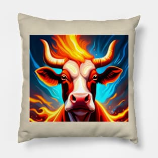 Flaming Cow Pillow