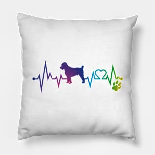 Schnoodle  Colorful Heartbeat, Heart & Dog Paw Pillow