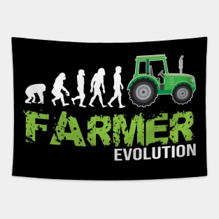 Evolution of a farmer - Funny tractor farming gift Tapestry