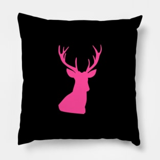 Deer Head Silhouette Skull Hot Pink Color Pillow