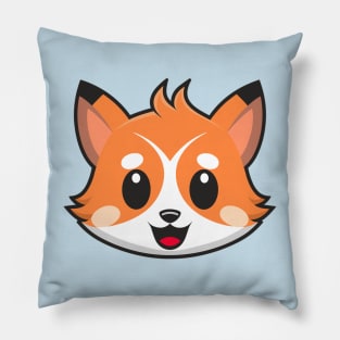 Cute Kawaii Fox Face Illustration Pillow