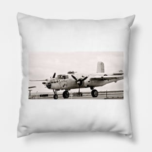 In the Mood B-25 Bomber Sepia Pillow