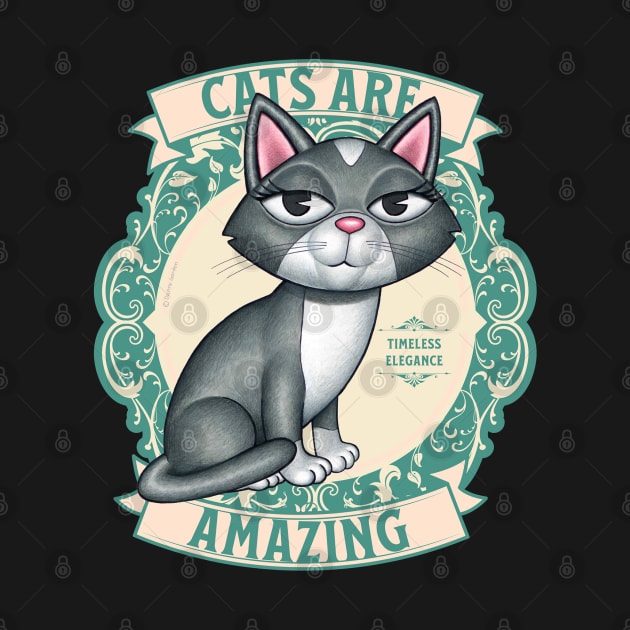 Beautiful Gray White Kitty with Green Wreath Cats are amazing by Danny Gordon Art