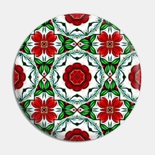 Red and Green Christmas Pattern Number 6 Pin