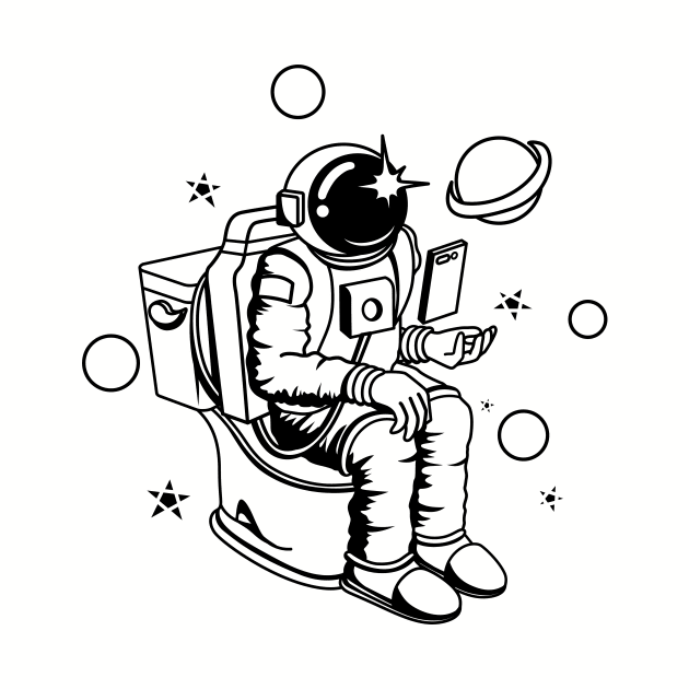 Poopin Astronaut In Space Funny Space Gift by atomguy