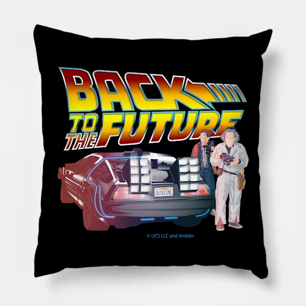 back to the future, doc brown, marty mcfly, delorean Pillow by HEJK81