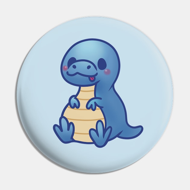 Cute Blue T-Rex Dinosaur Pin by mil.creates