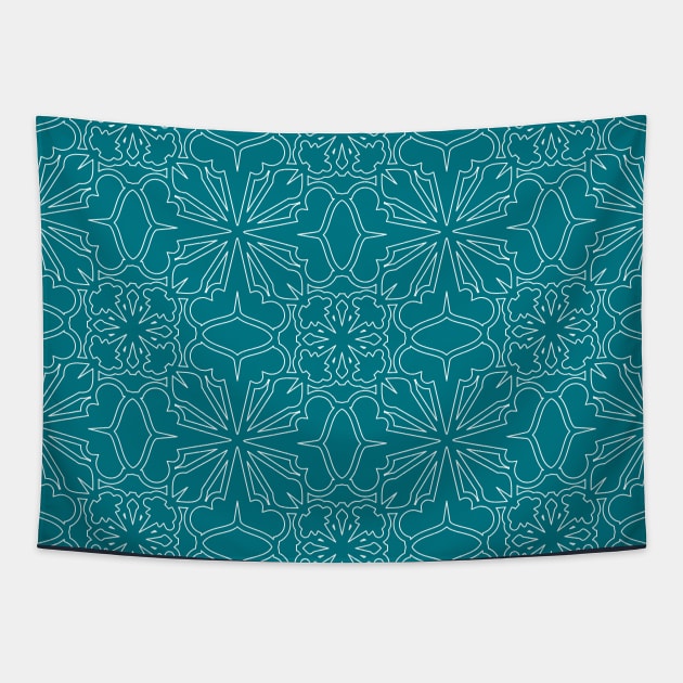 Teal Mosaic Tapestry by Carolina Díaz