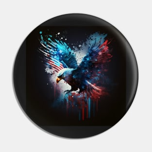 American Eagle and Flag Abstract Art Pin