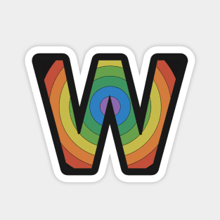 Retro Rainbow 'W' Sticker Magnet