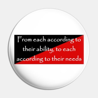 From each according to their ability, to each according to their needs Karl Marx Quote Pin