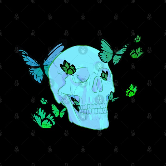 blue butterfly skull by acatalepsys 