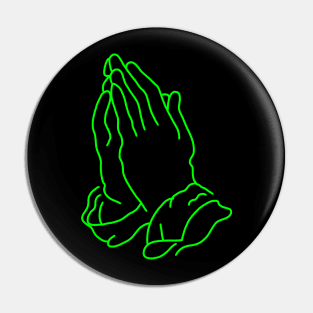 minimalistic line art praying hands in neon green (tattoo) Pin