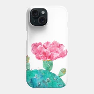 Pink cactus flower watercolor Phone Case