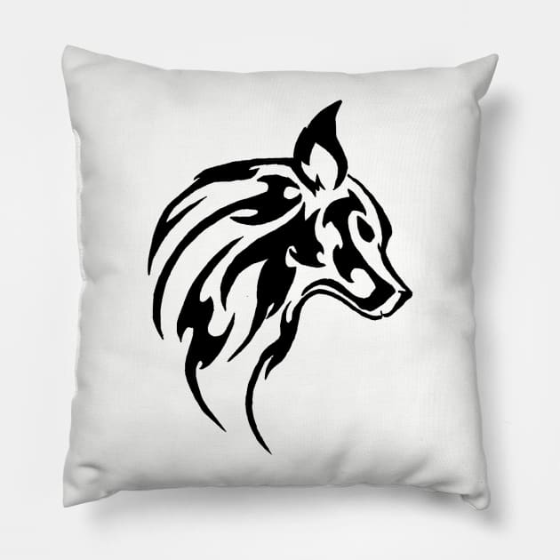 Black wolf Pillow by exitman