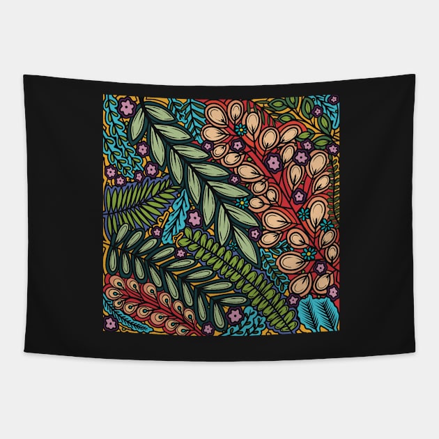 Lovely Leafy Layers - Rainbow Colors - Digitally Illustrated Flower Pattern for Home Decor, Clothing Fabric, Curtains, Bedding, Pillows, Upholstery, Phone Cases and Stationary Tapestry by cherdoodles