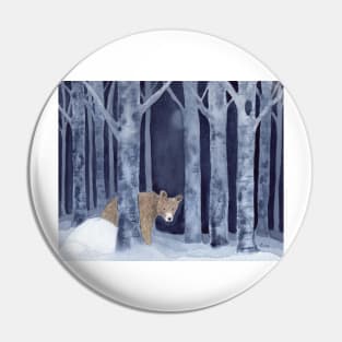 Bear in the Forest Whimsical Watercolor Illustration Pin