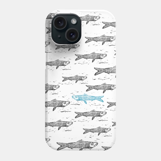 Blue Sardine Fish Phone Case by ElenaCasiglio