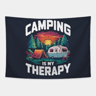 Camping is My Therapy, Retro Camper Tapestry