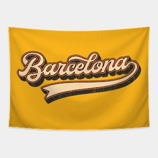 Barcelona Retro Vintage Design Distressed 70s 80s Tapestry