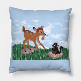 Bambi and Flower in the Flowers FULL COLOR Pillow