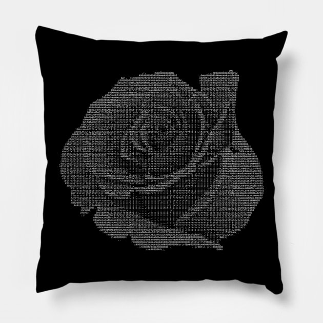 White ASCII Rose Pillow by ConnerDavis