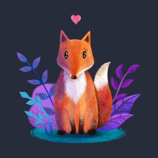 Cute Fox Love Illustration T-Shirt