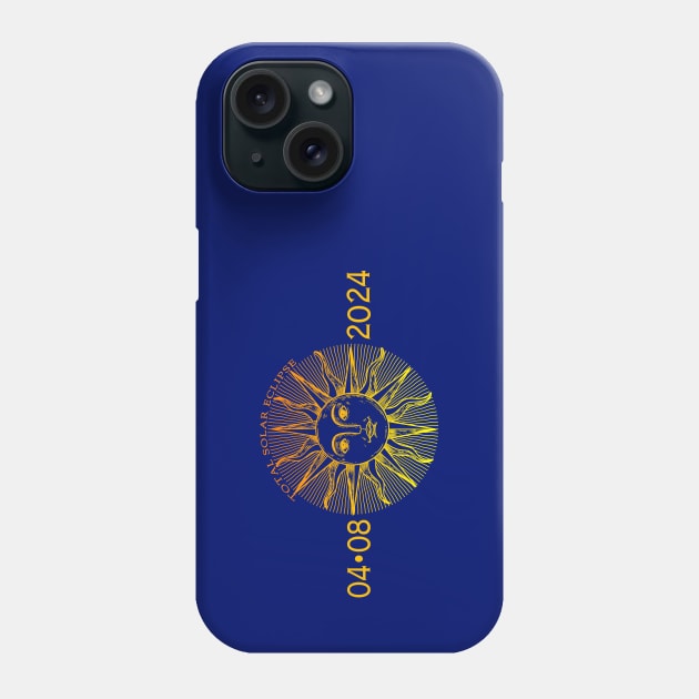 Total Solar Eclipse USA April 8, 2024 Vintage Sun Face Phone Case by Pine Hill Goods