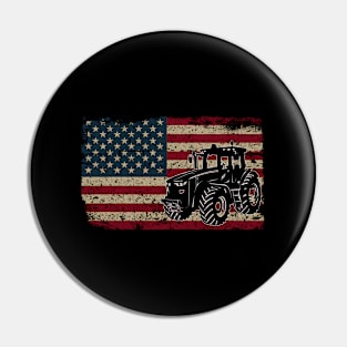 Farm Tractors America Flag I Patriotic Farming Pin