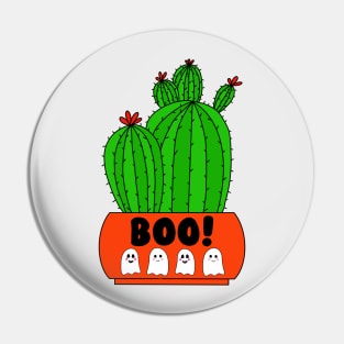 Cute Cactus Design #176: Cacti In Halloween Ghosts Pot Pin