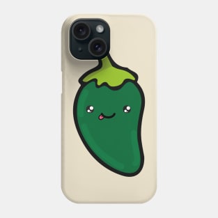 Adorable green chilli pepper kawaii Mexican spicy food cute hot sauce Phone Case