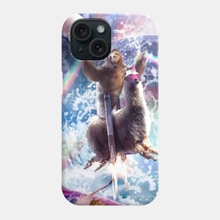 Rainbow Laser Sloth On Llama Unicorn In Space Phone Case